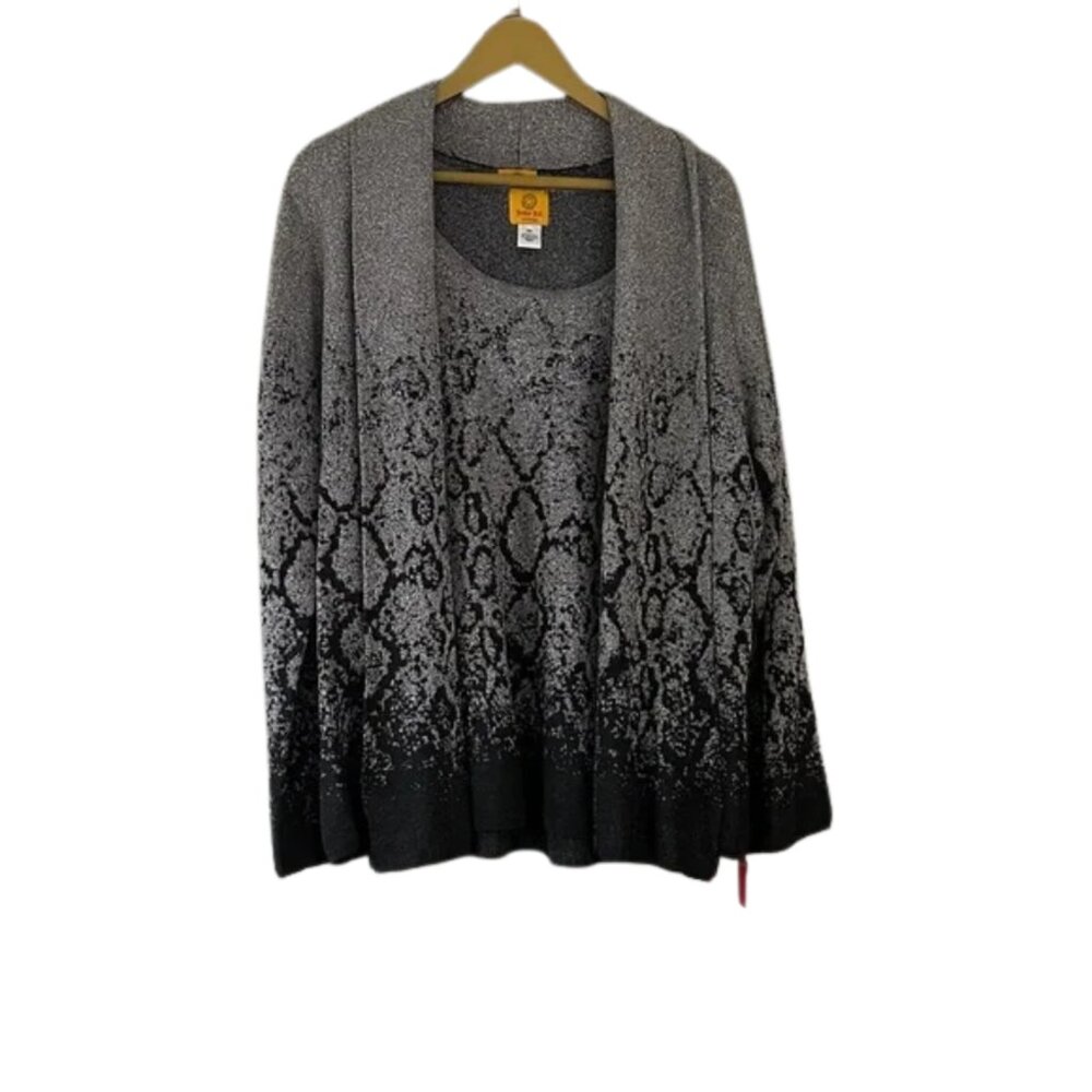 NWT Vintage 90s Ruby Rd Gray and Black Snake Print Tank Cardigan Coordinated Set